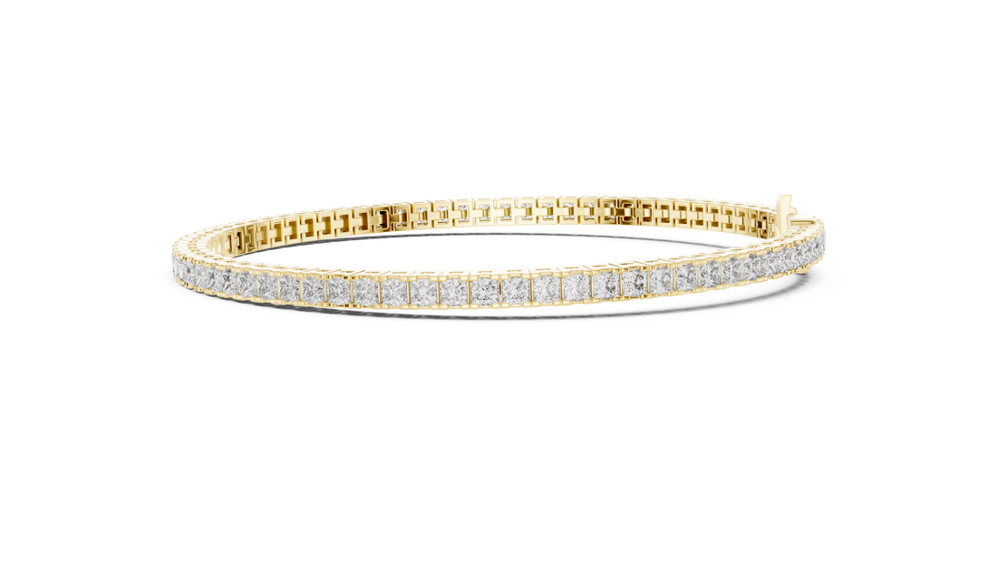 Princess Cut Diamond Tennis Link Bracelet with Linear Brilliance