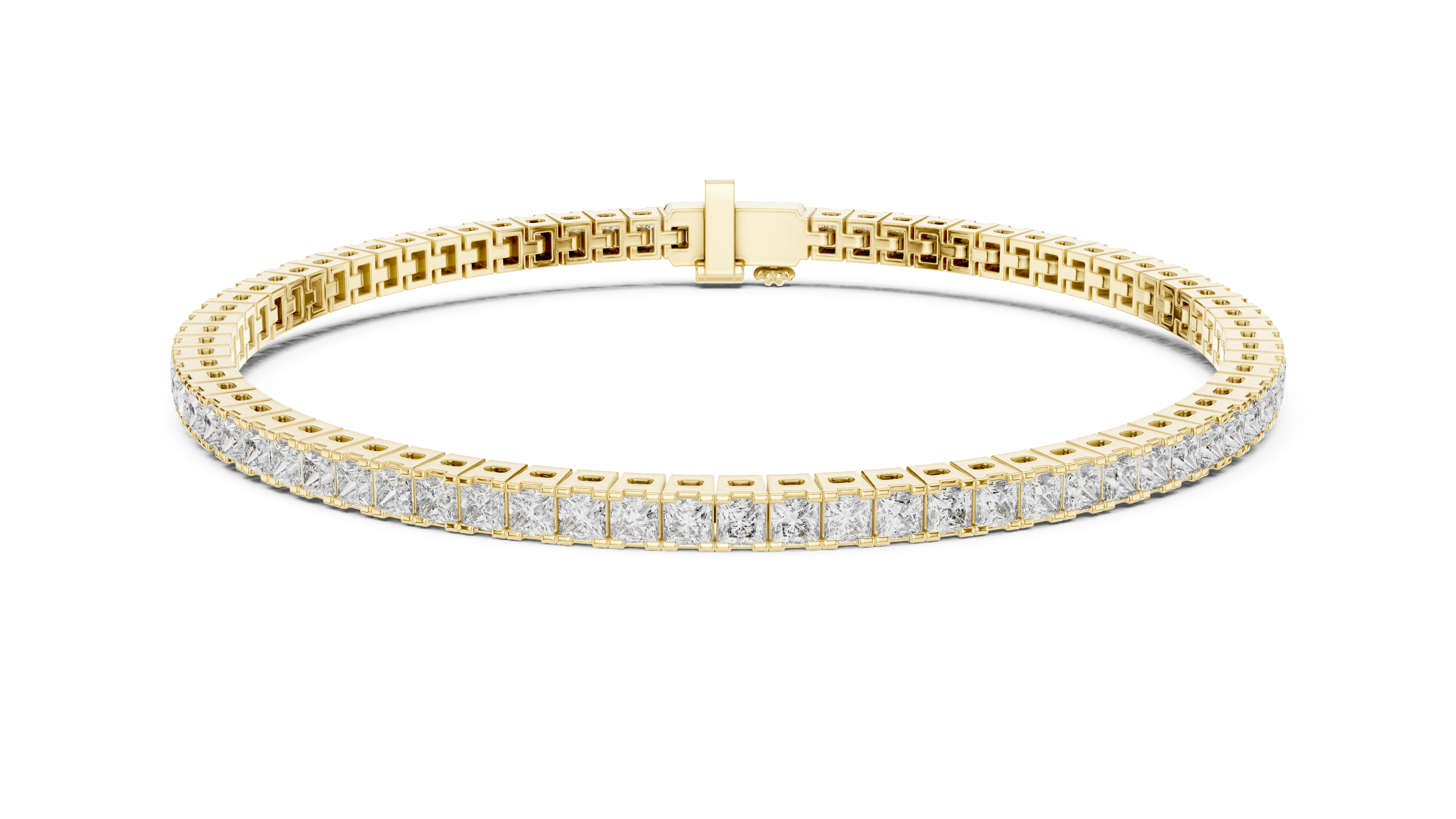 Princess Cut Diamond Tennis Link Bracelet with Linear Brilliance