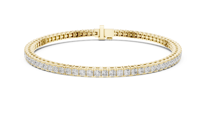 Princess Cut Diamond Tennis Link Bracelet with Linear Brilliance