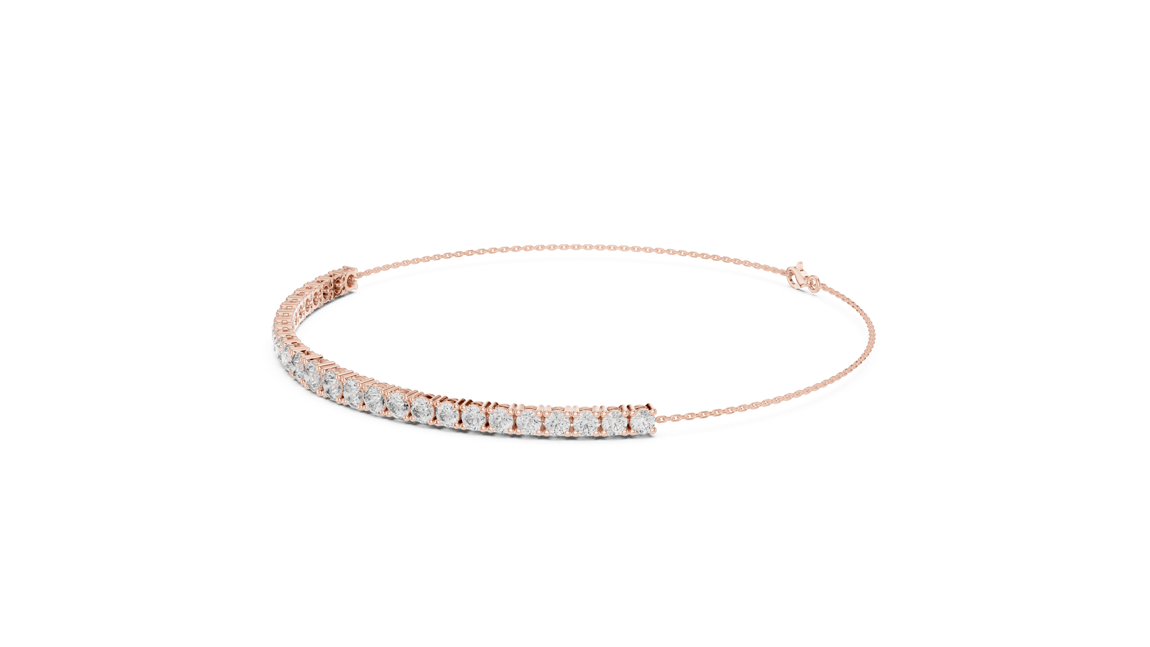 Graduated Round Cut Diamond Tennis Chain Bracelet with Classic Prong Setting