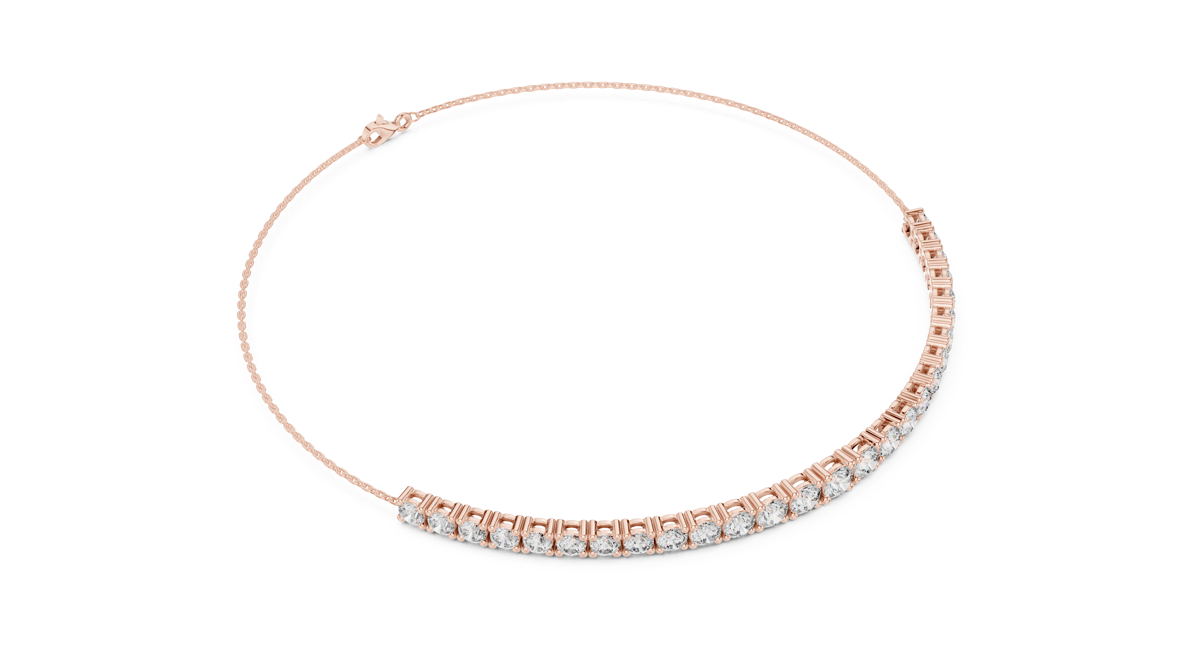 Graduated Round Cut Diamond Tennis Chain Bracelet with Classic Prong Setting