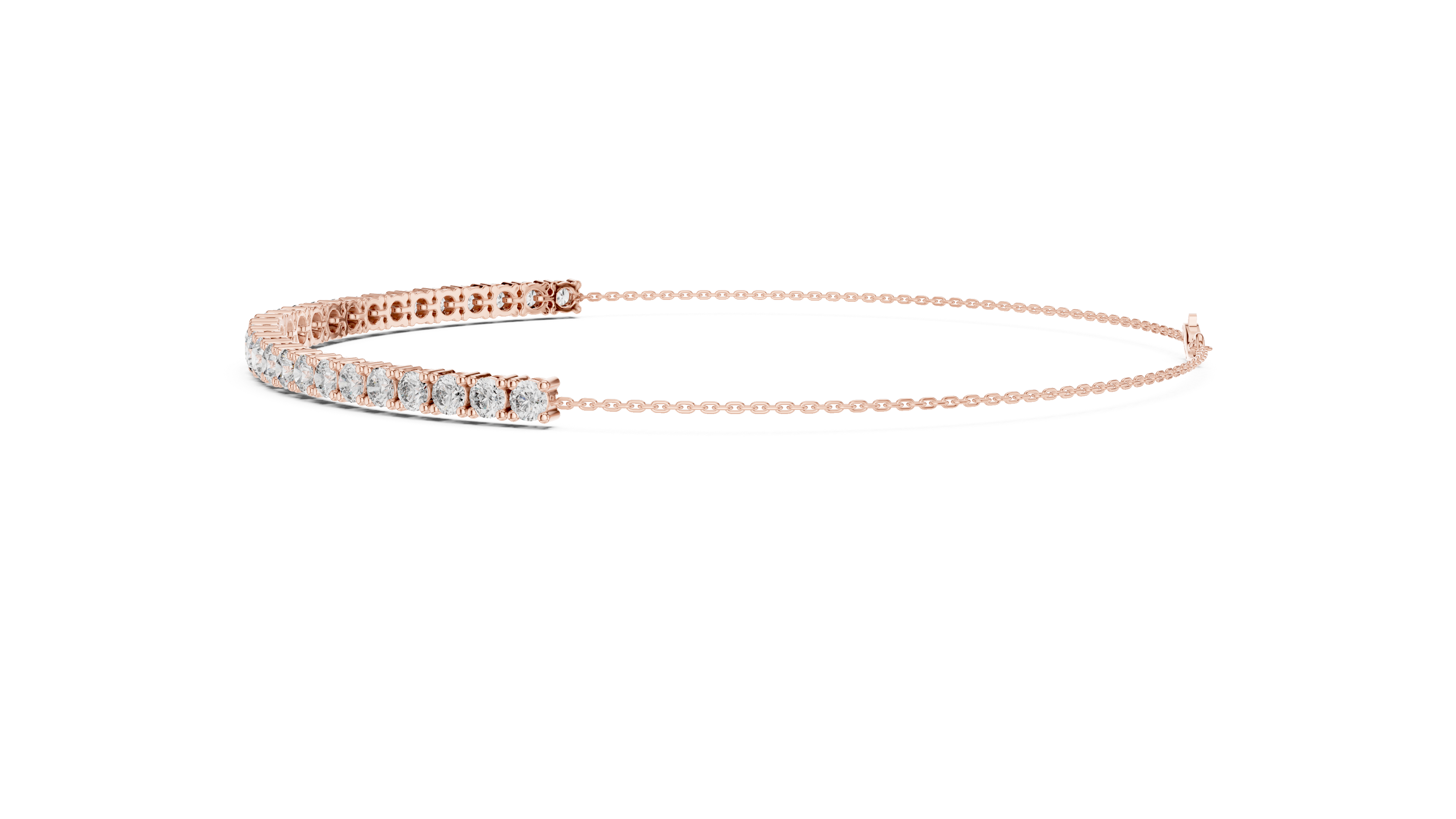 Graduated Round Cut Diamond Tennis Chain Bracelet with Classic Prong Setting