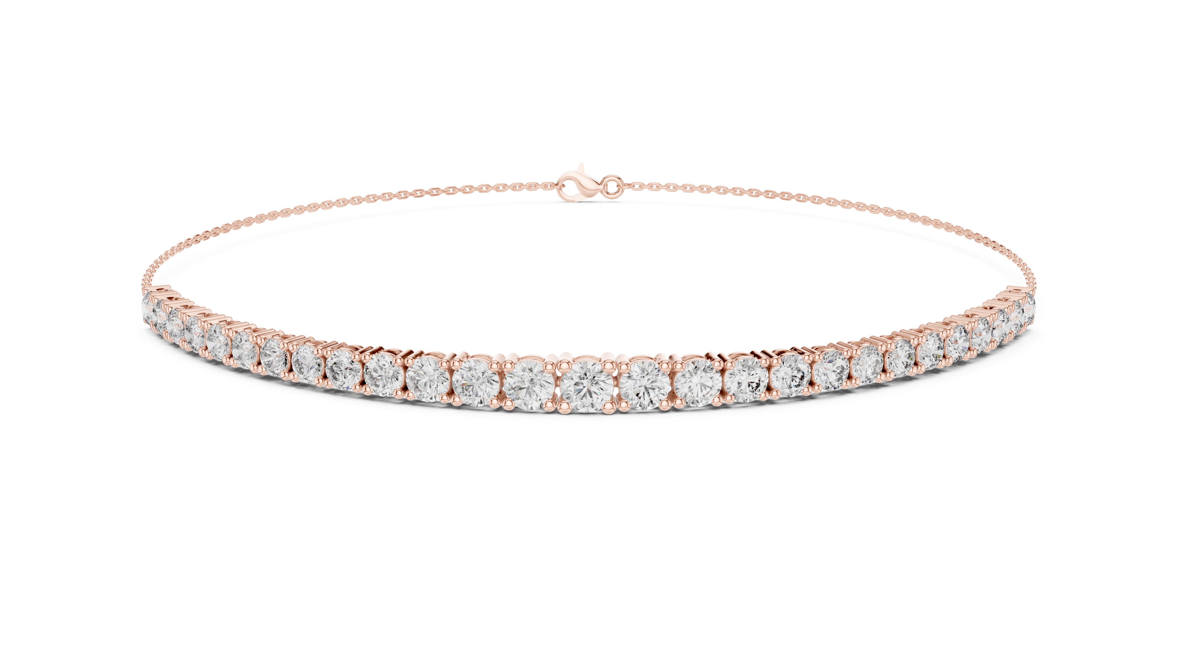 Graduated Round Cut Diamond Tennis Chain Bracelet with Classic Prong Setting