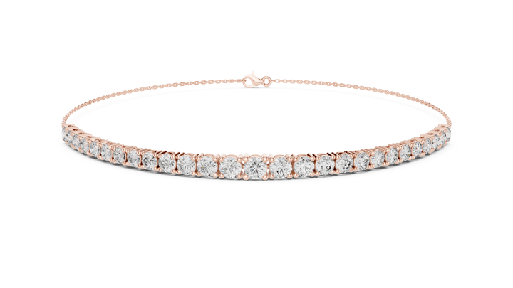 Graduated Round Cut Diamond Tennis Chain Bracelet with Classic Prong Setting
