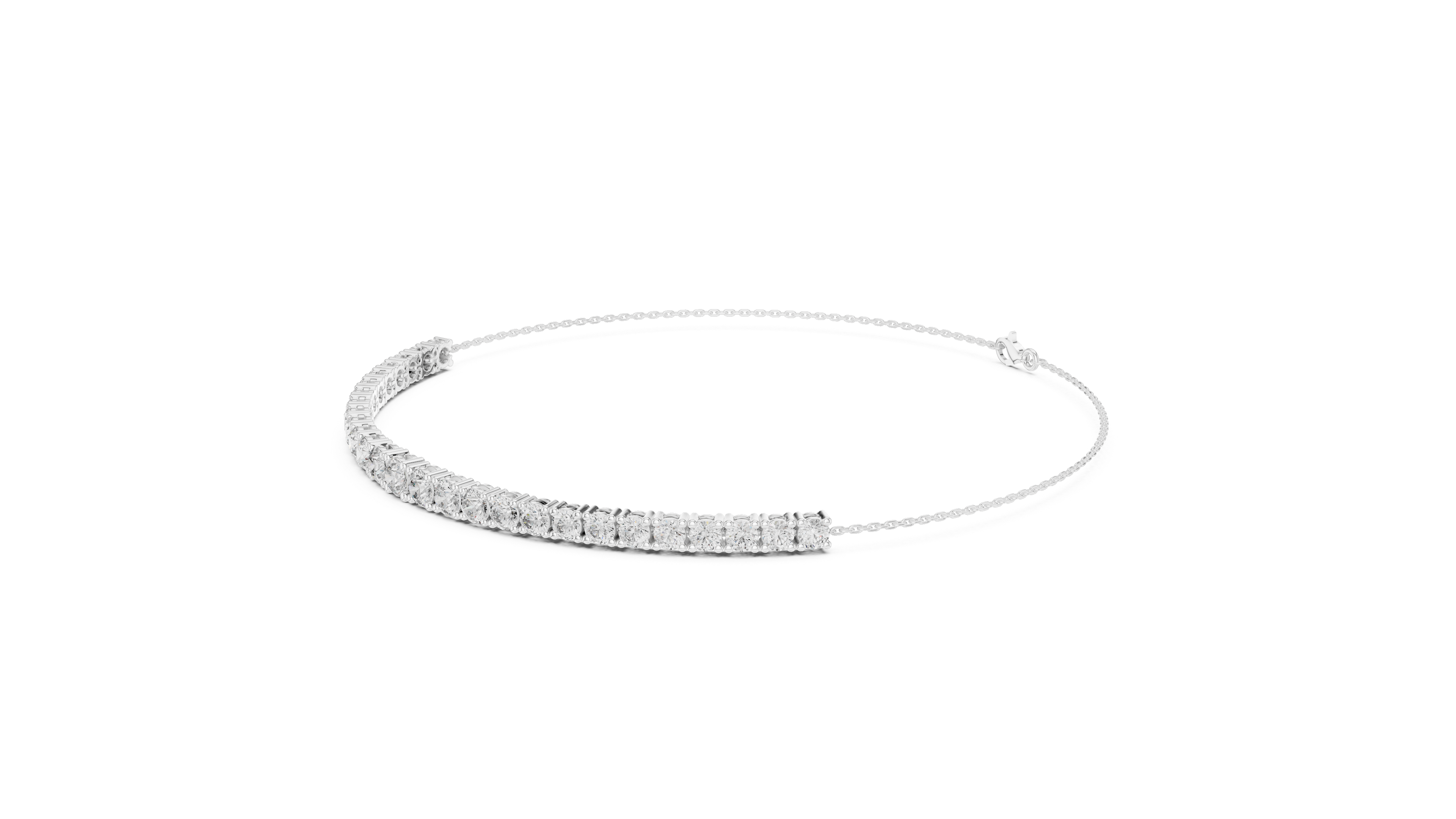 Graduated Round Cut Diamond Tennis Chain Bracelet with Classic Prong Setting
