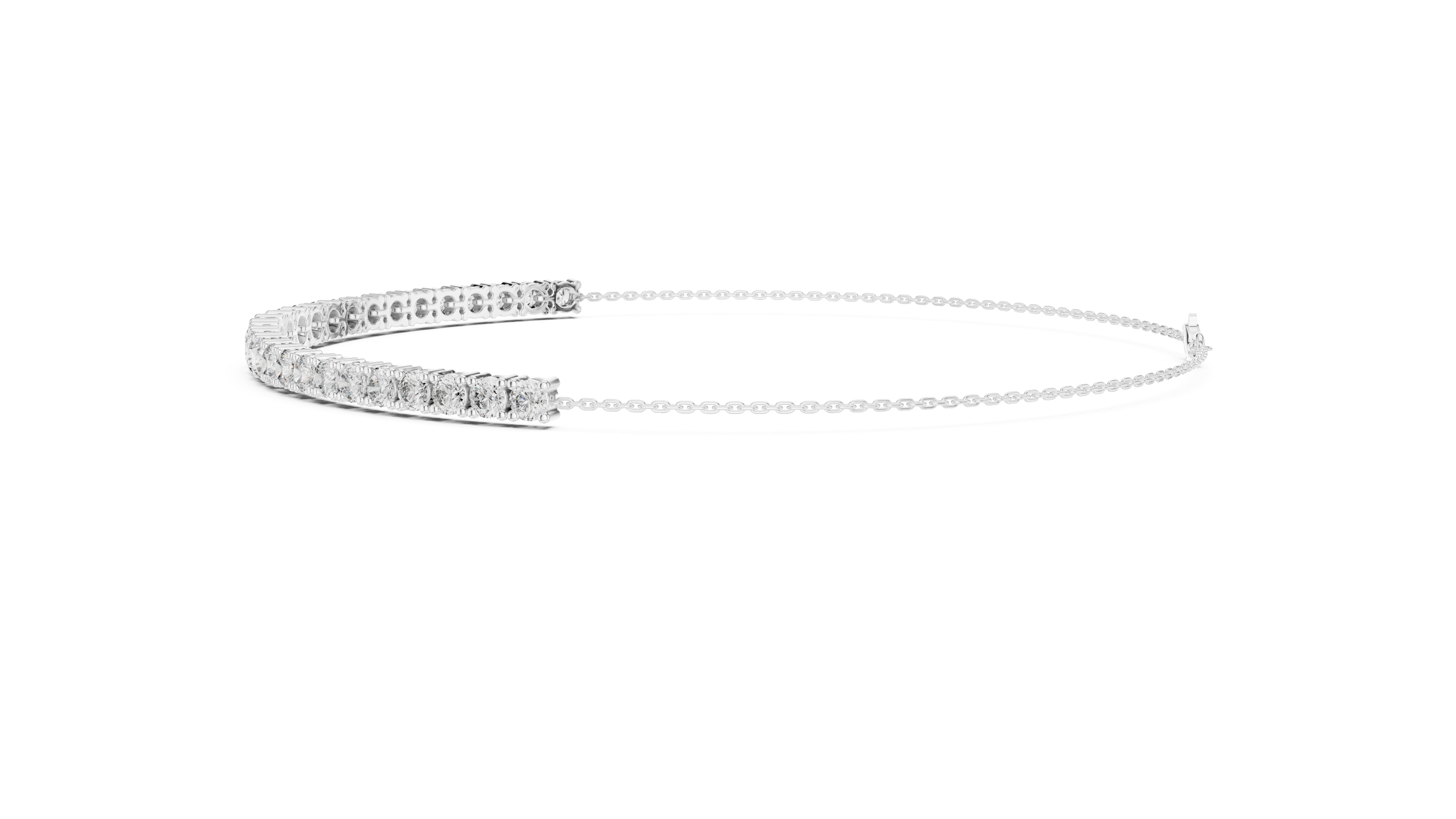 Graduated Round Cut Diamond Tennis Chain Bracelet with Classic Prong Setting