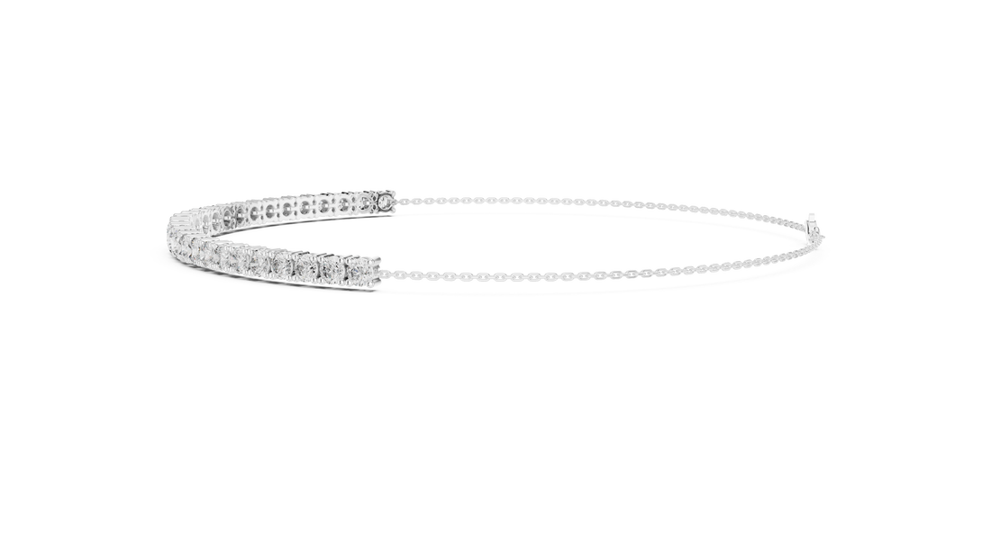 Graduated Round Cut Diamond Tennis Chain Bracelet with Classic Prong Setting