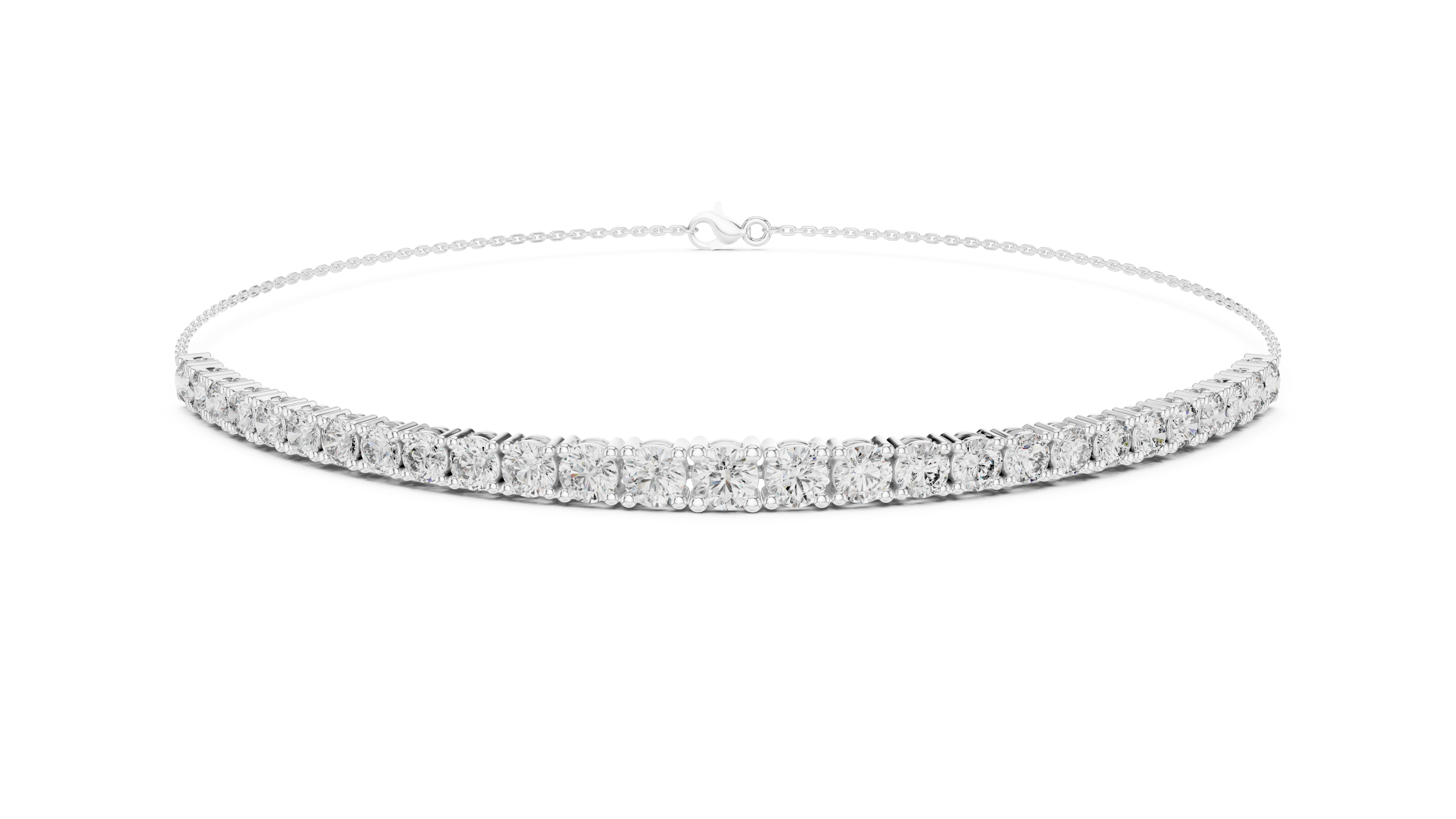 Graduated Round Cut Diamond Tennis Chain Bracelet with Classic Prong Setting