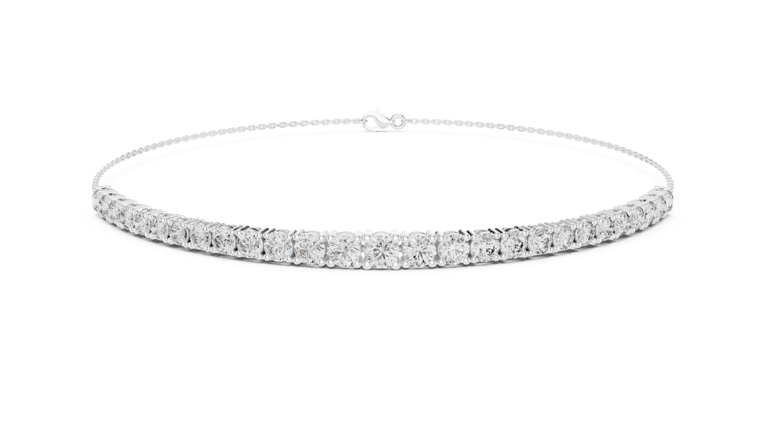 Graduated Round Cut Diamond Tennis Chain Bracelet with Classic Prong Setting