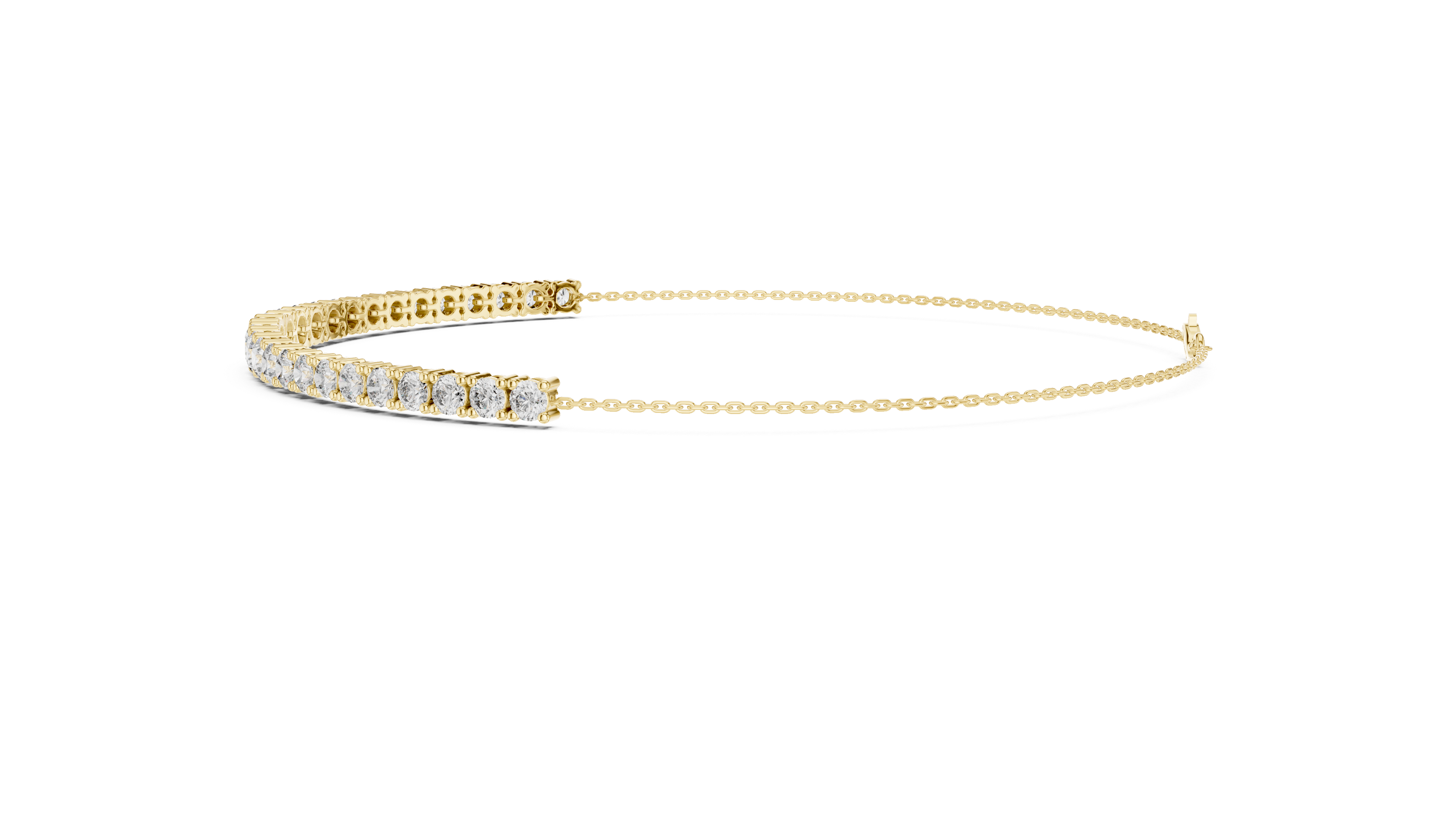 Graduated Round Cut Diamond Tennis Chain Bracelet with Classic Prong Setting