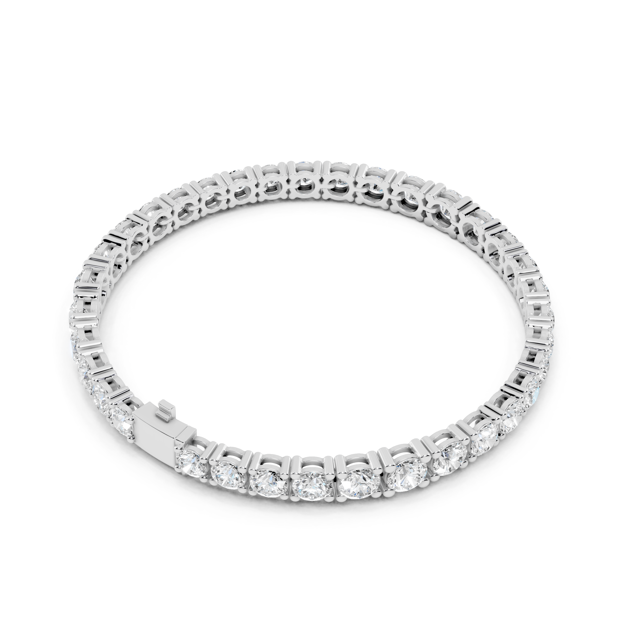 Round Brilliant Cut Diamond Tennis Bracelet with Classic Collet Settings