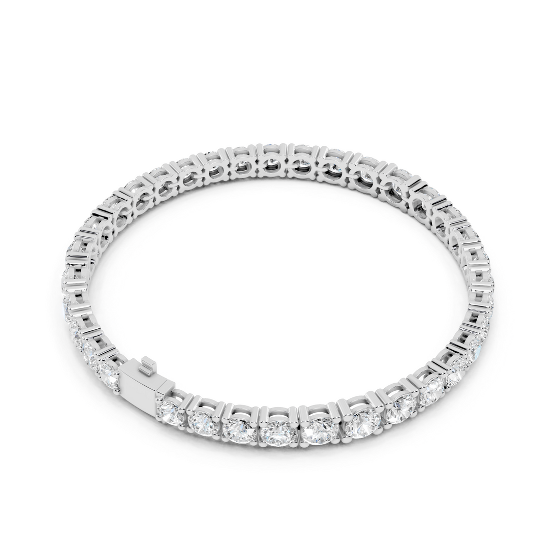 Round Brilliant Cut Diamond Tennis Bracelet with Classic Collet Settings
