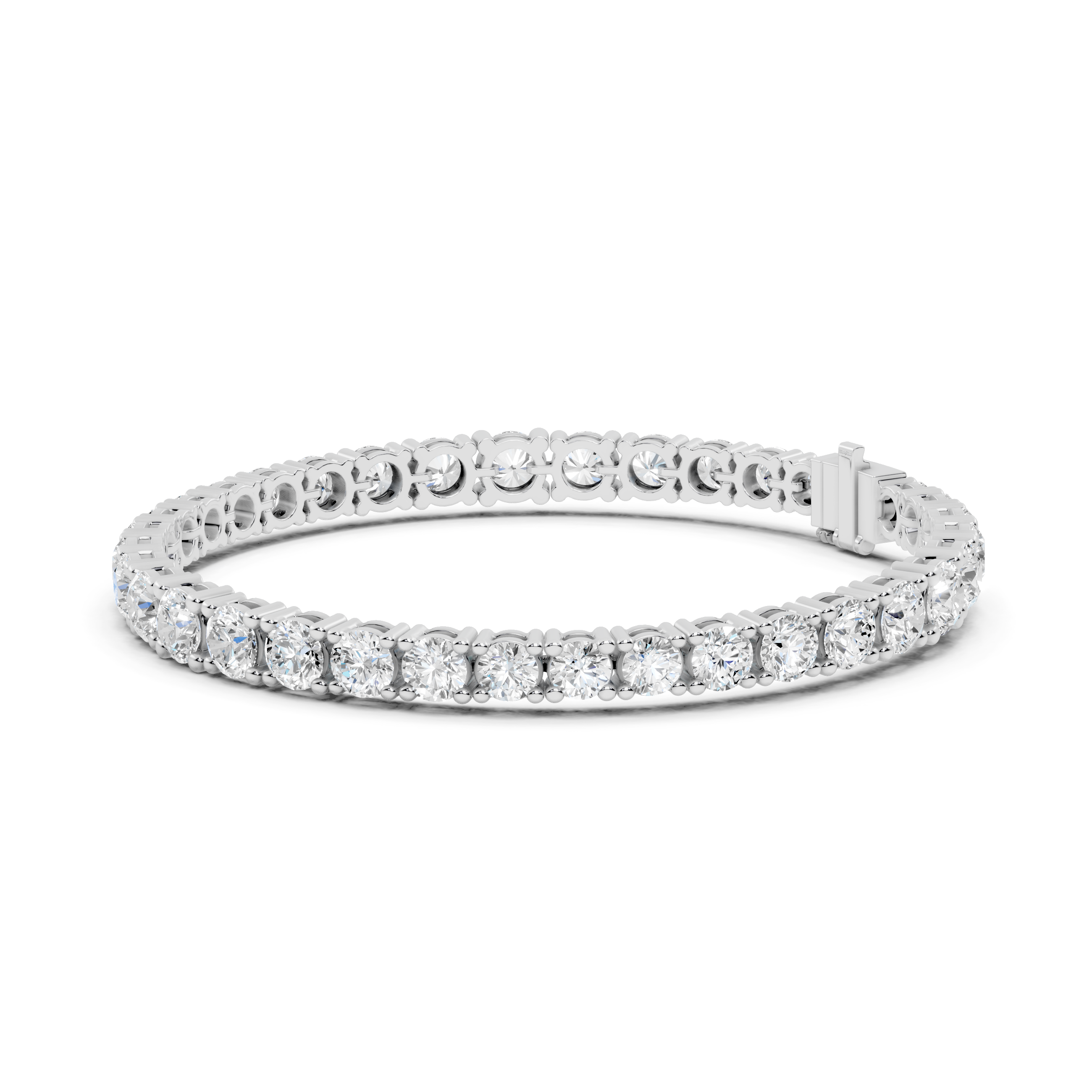 Round Brilliant Cut Diamond Tennis Bracelet with Classic Collet Settings