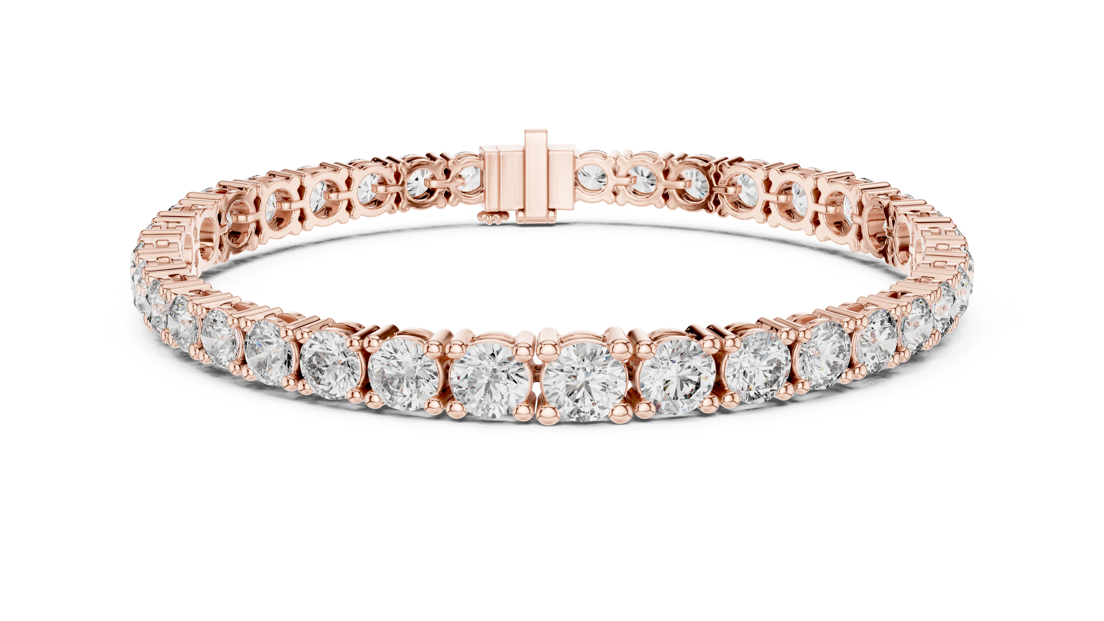 Graduated Round Cut Diamond Tennis Link Bracelet with Elegant Continuous Sparkle