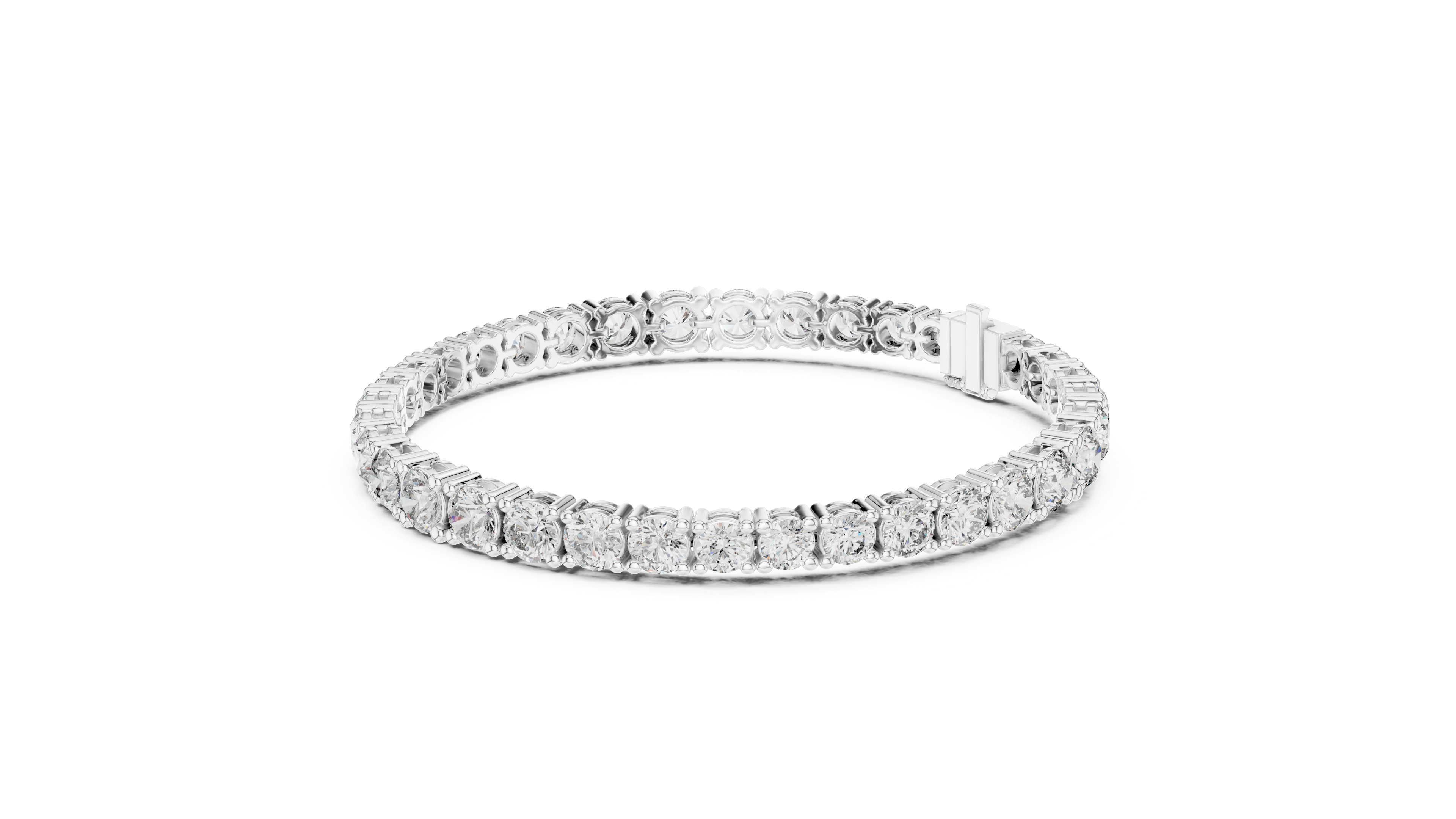 Graduated Round Cut Diamond Tennis Link Bracelet with Elegant Continuous Sparkle