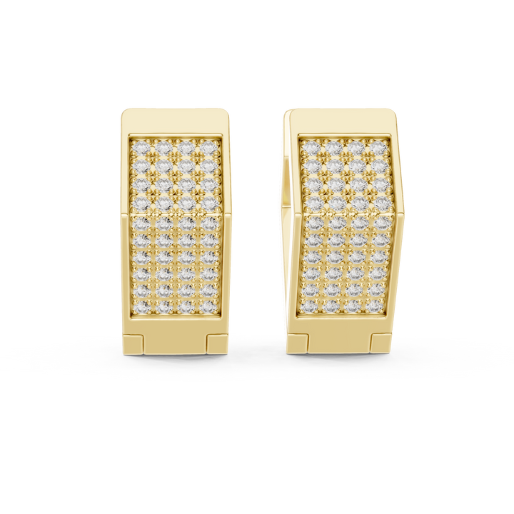 Round Cut Diamond Pavé Rectangle Huggie Earrings