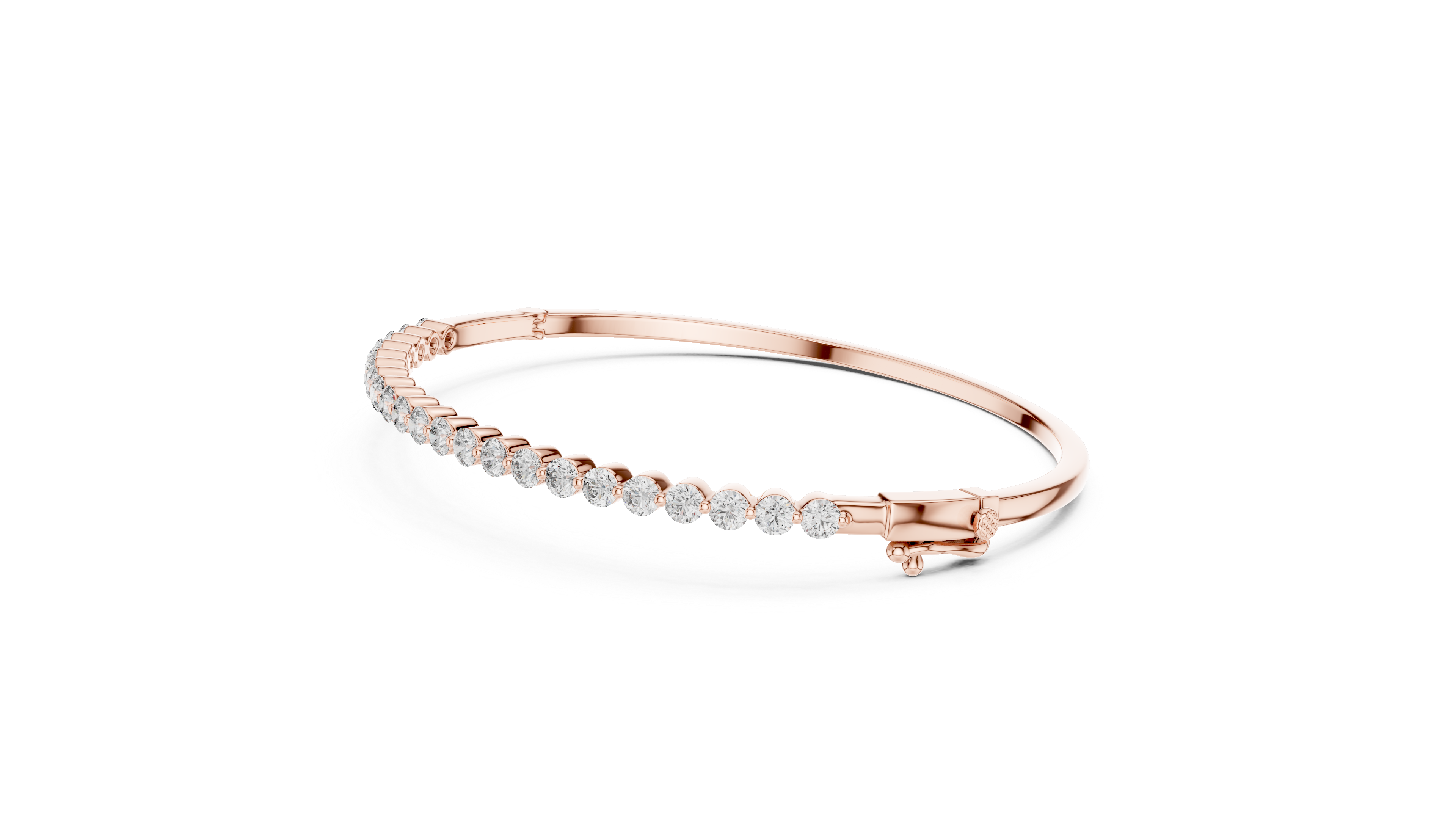 Round Cut Diamond Half Tennis Bangle Bracelet with Classic Line Brilliance