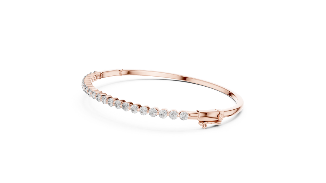 Round Cut Diamond Half Tennis Bangle Bracelet with Classic Line Brilliance