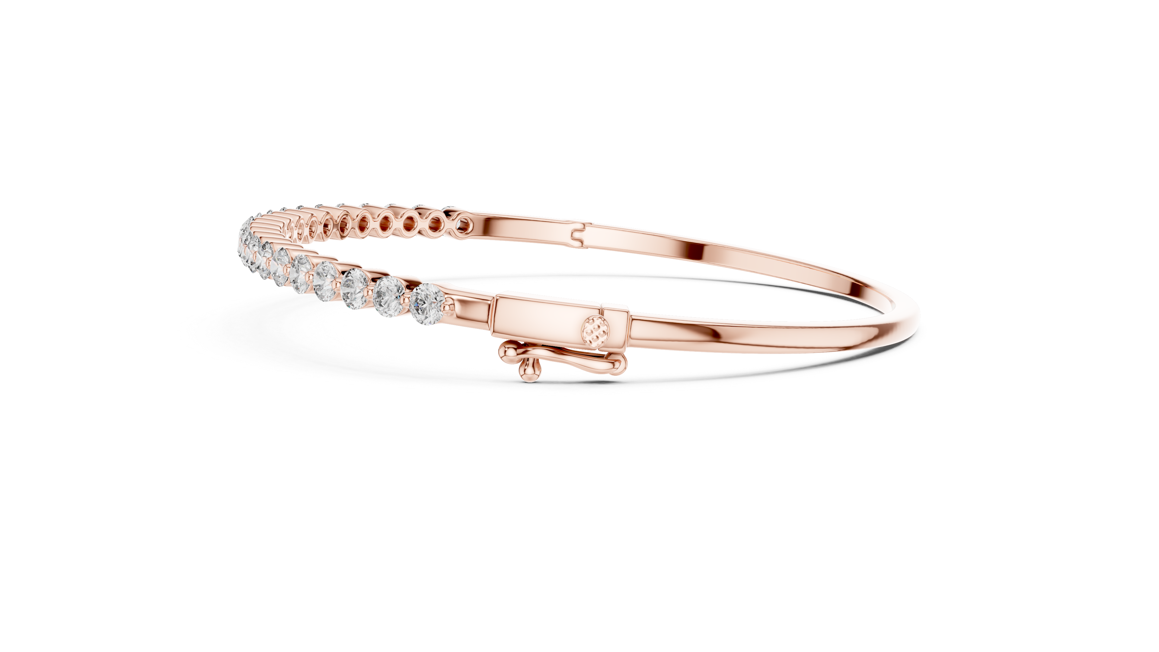 Round Cut Diamond Half Tennis Bangle Bracelet with Classic Line Brilliance