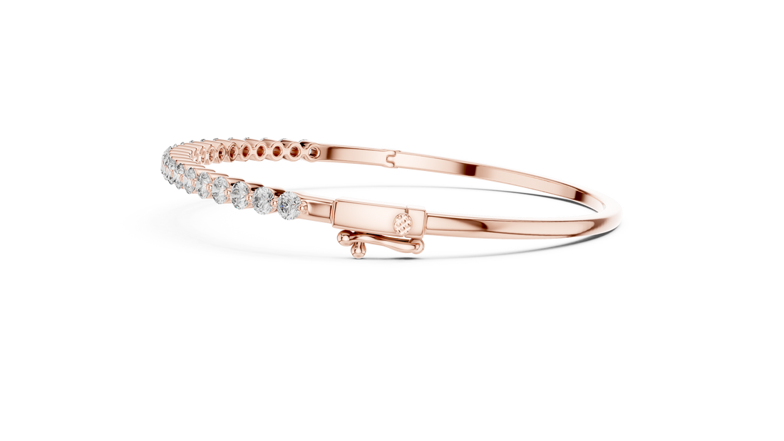 Round Cut Diamond Half Tennis Bangle Bracelet with Classic Line Brilliance