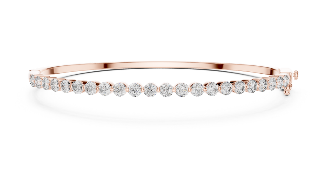Round Cut Diamond Half Tennis Bangle Bracelet with Classic Line Brilliance
