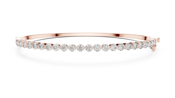 Round Cut Diamond Half Tennis Bangle Bracelet with Classic Line Brilliance