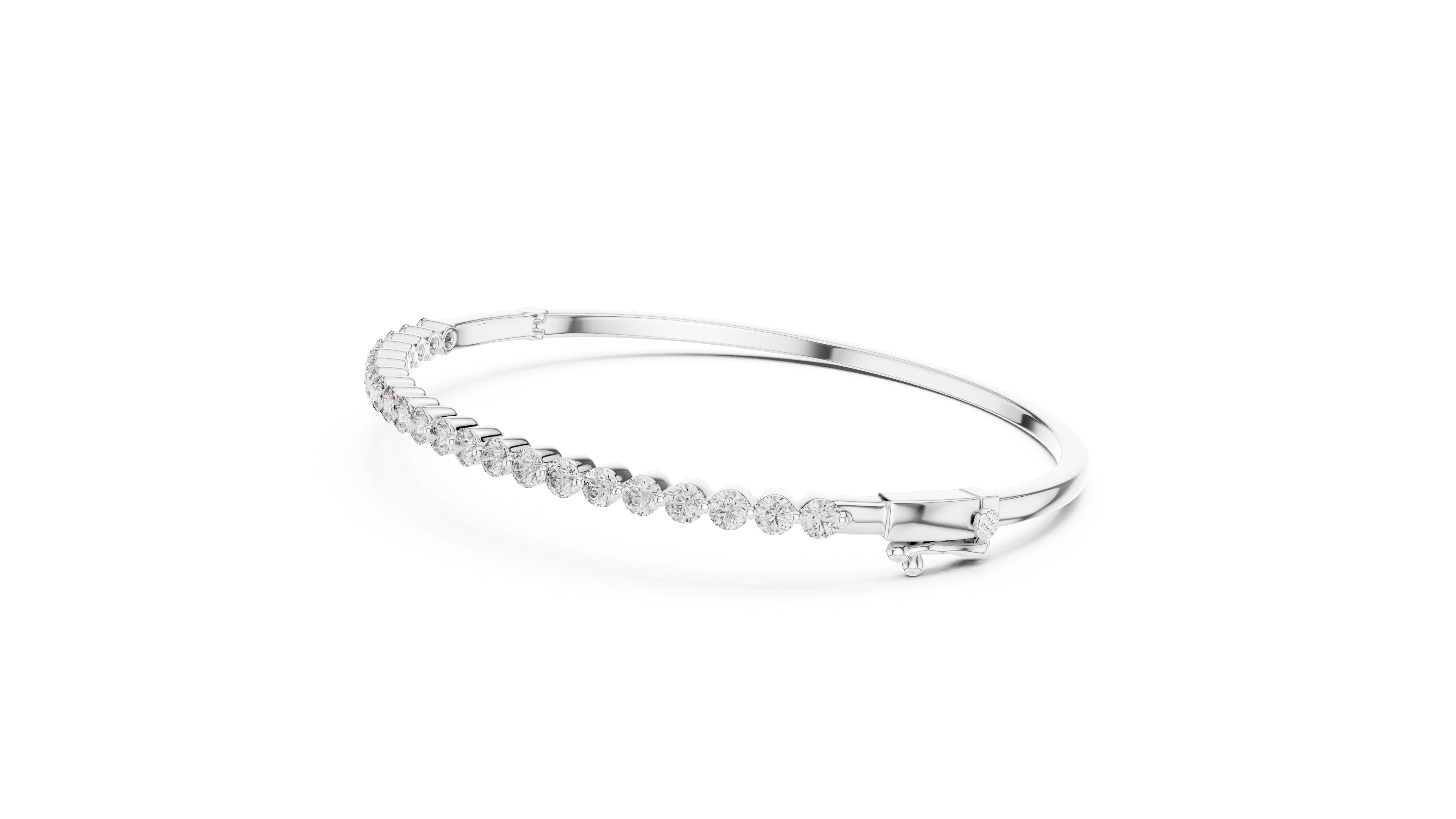 Round Cut Diamond Half Tennis Bangle Bracelet with Classic Line Brilliance
