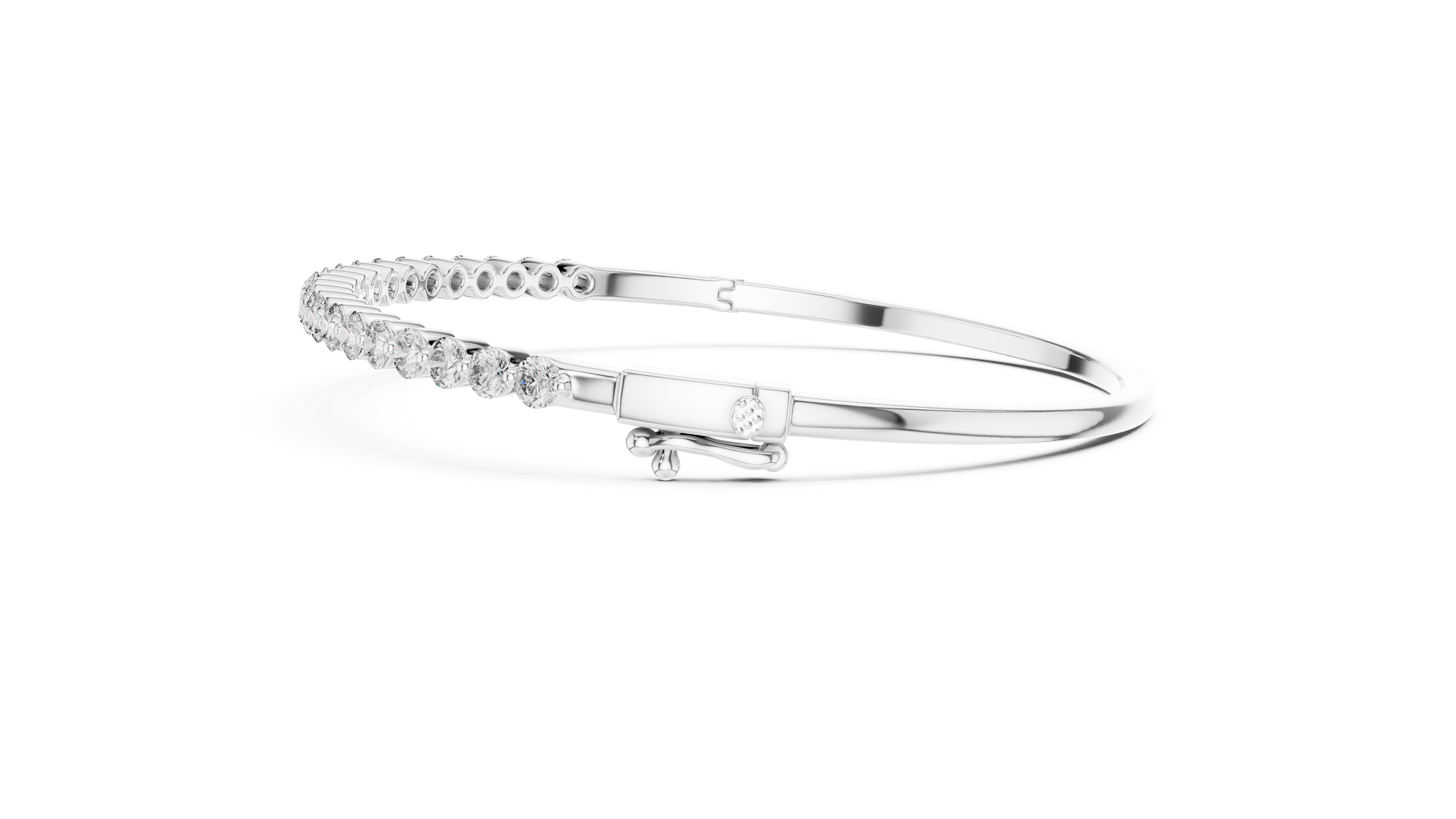 Round Cut Diamond Half Tennis Bangle Bracelet with Classic Line Brilliance