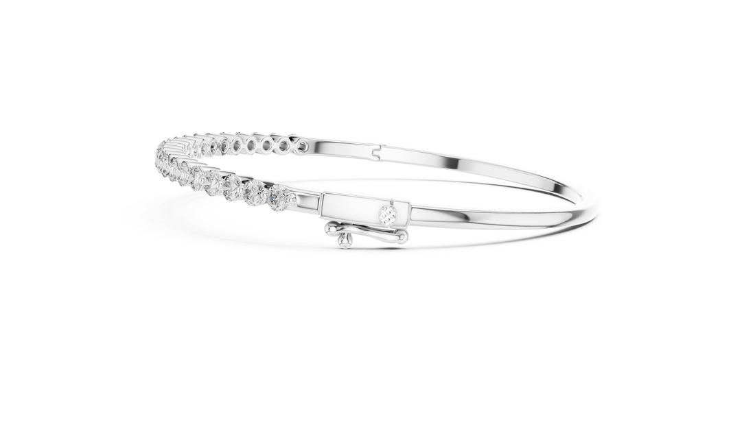 Round Cut Diamond Half Tennis Bangle Bracelet with Classic Line Brilliance