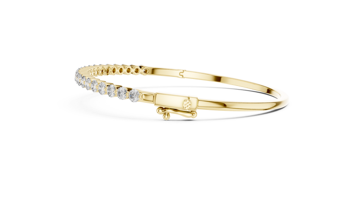 Round Cut Diamond Half Tennis Bangle Bracelet with Classic Line Brilliance