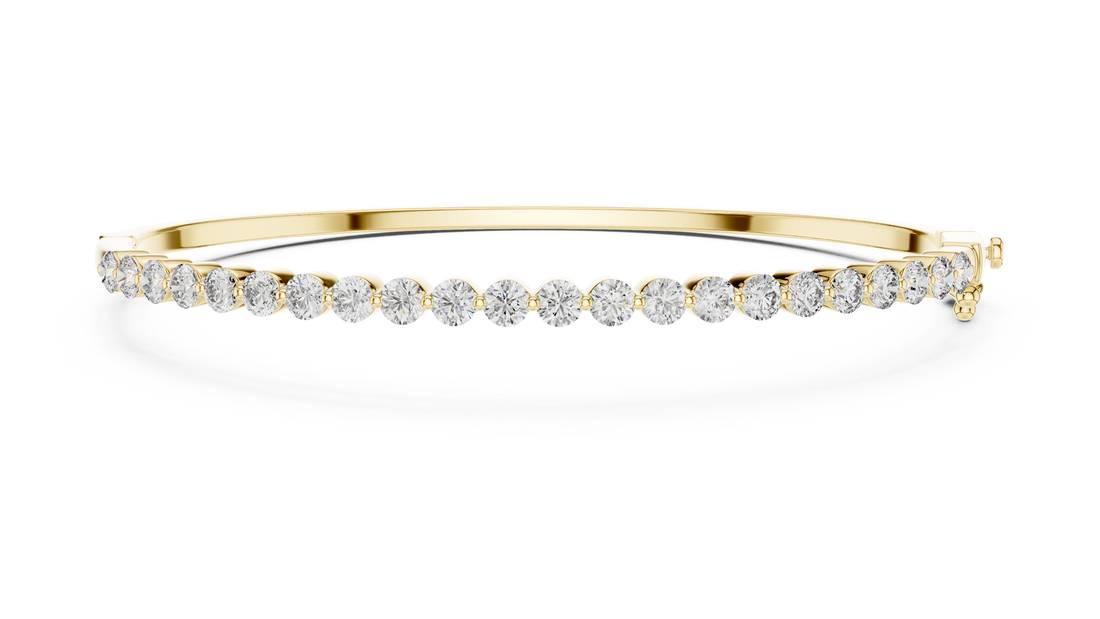 Round Cut Diamond Half Tennis Bangle Bracelet with Classic Line Brilliance