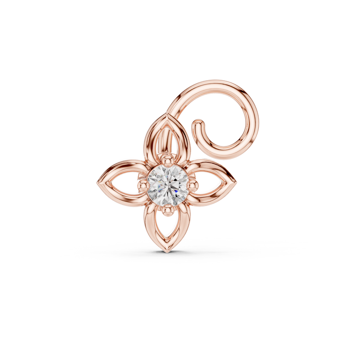 Round diamond floral scroll motif stud earrings