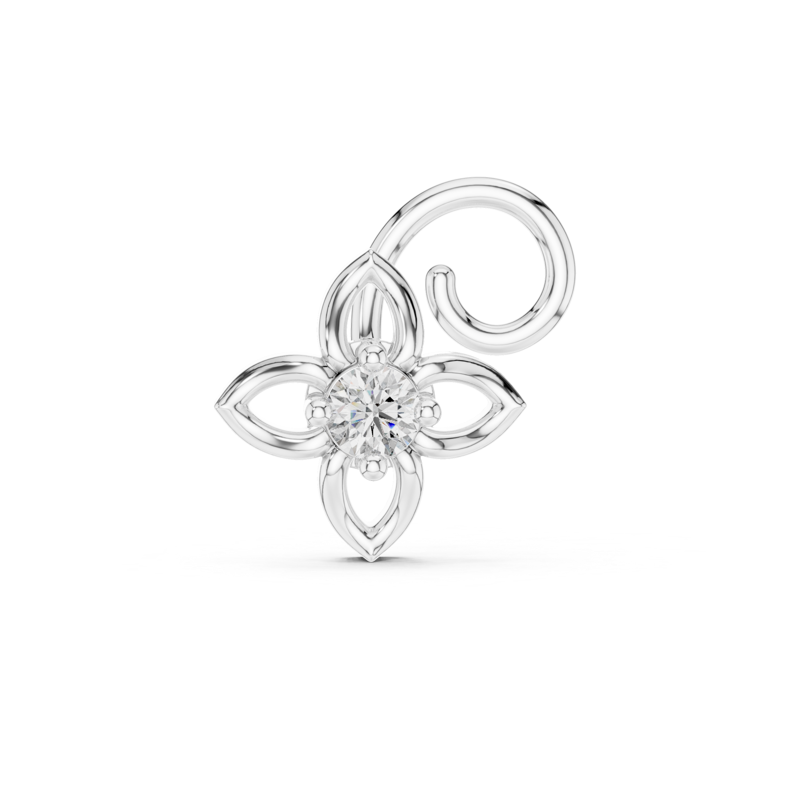 Fine jewelry round diamond floral scroll motif stud earrings
