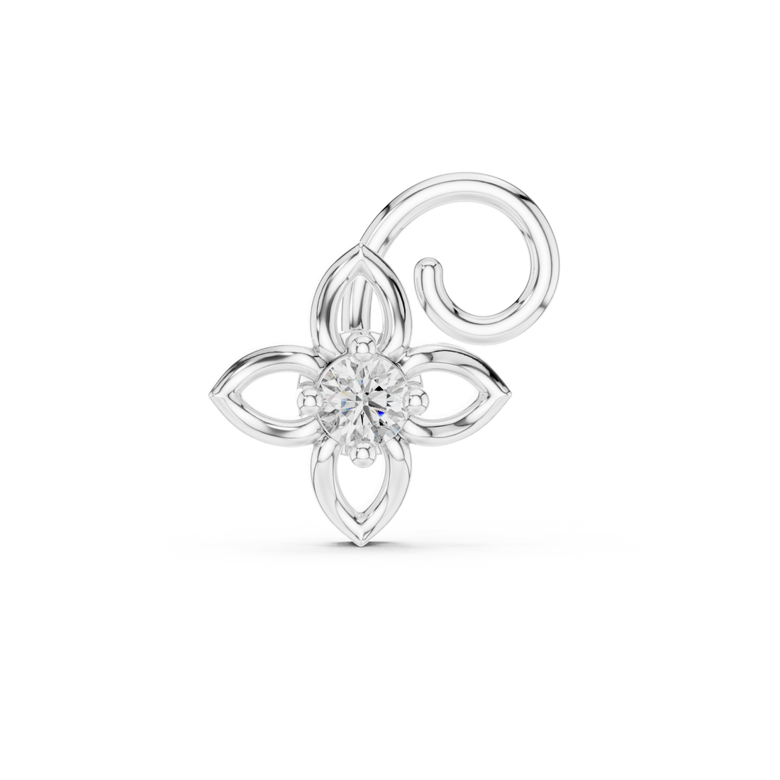Fine jewelry round diamond floral scroll motif stud earrings