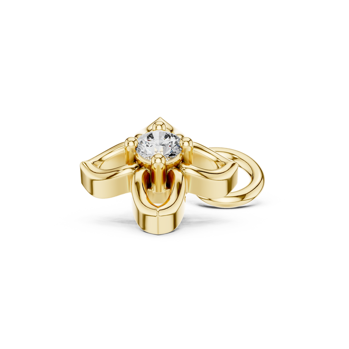 Premium round diamond floral scroll motif stud earrings modern design