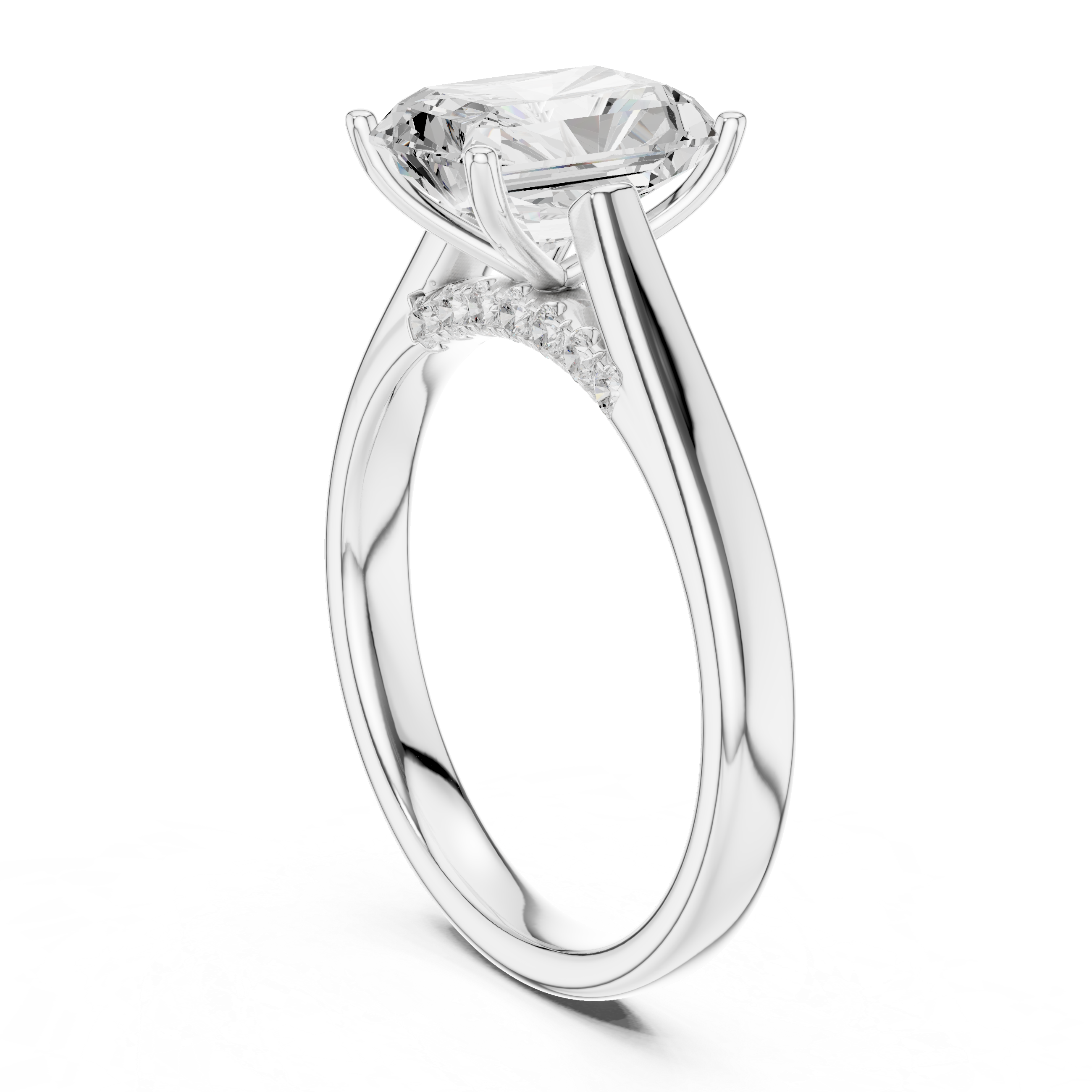 Solitaire engagement ring with elegant prong design.