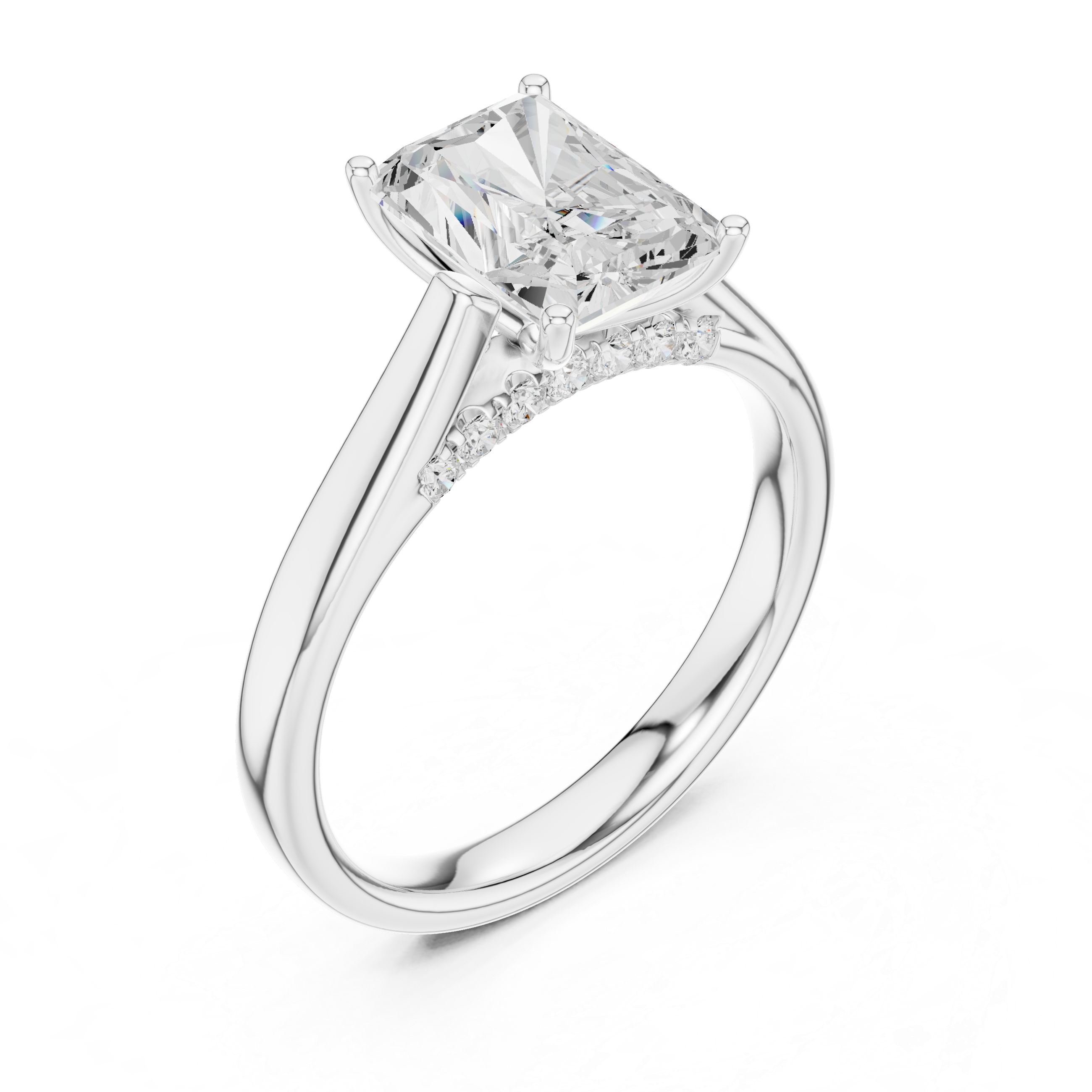 Halo engagement ring with brilliant diamond border.