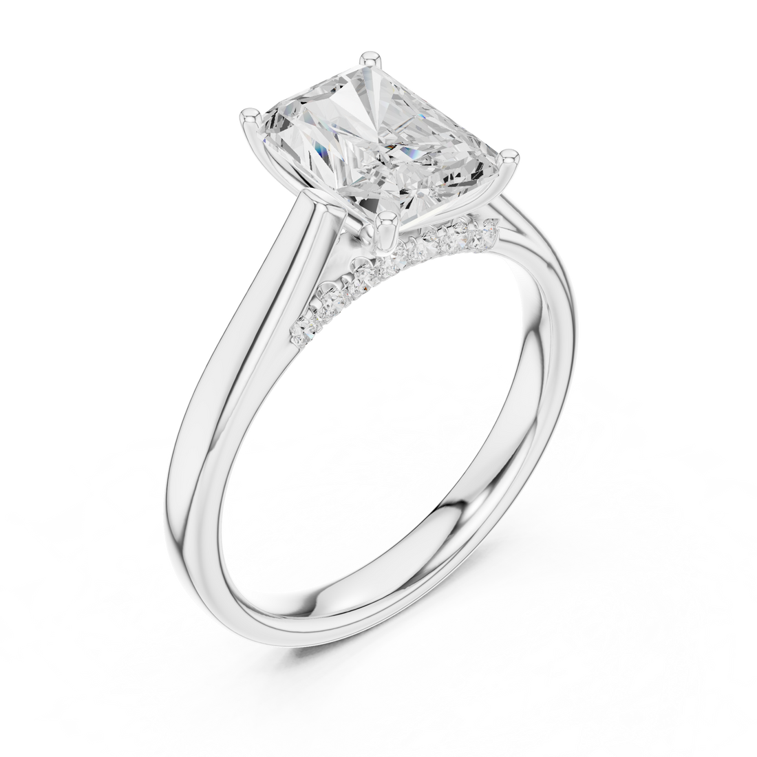 Halo engagement ring with brilliant diamond border.
