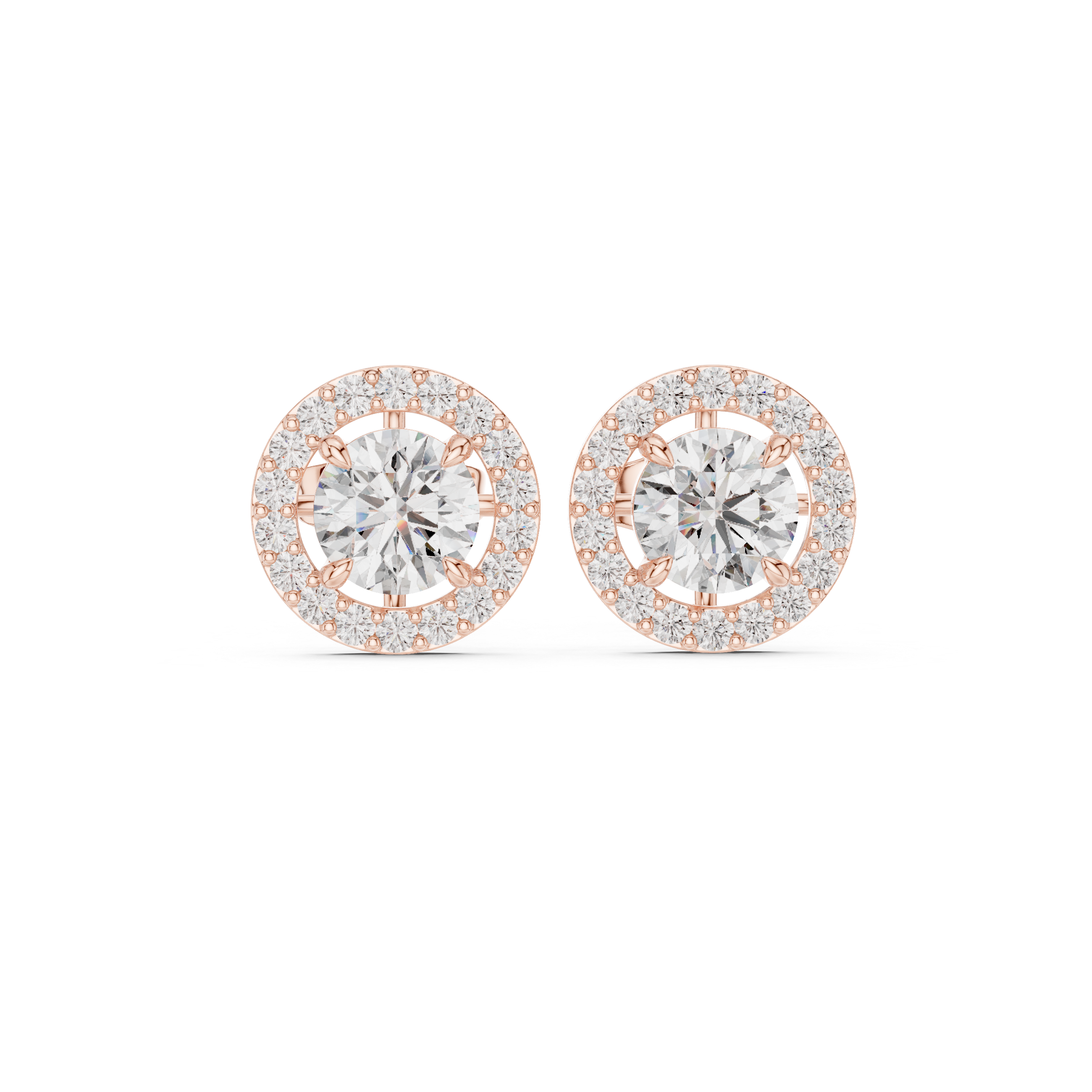Classic round cut diamond halo stud earrings elegant design