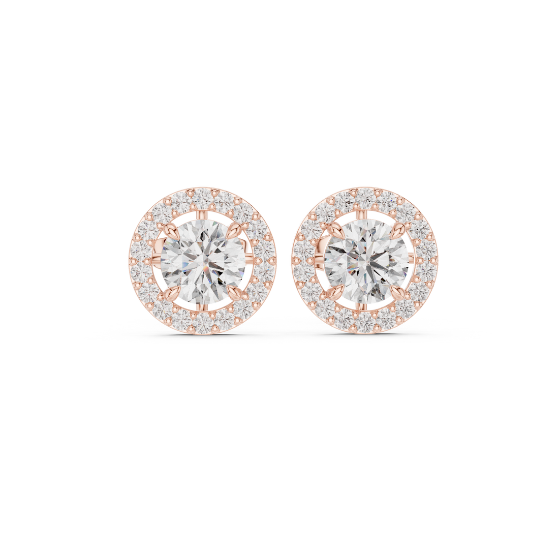 Classic round cut diamond halo stud earrings elegant design