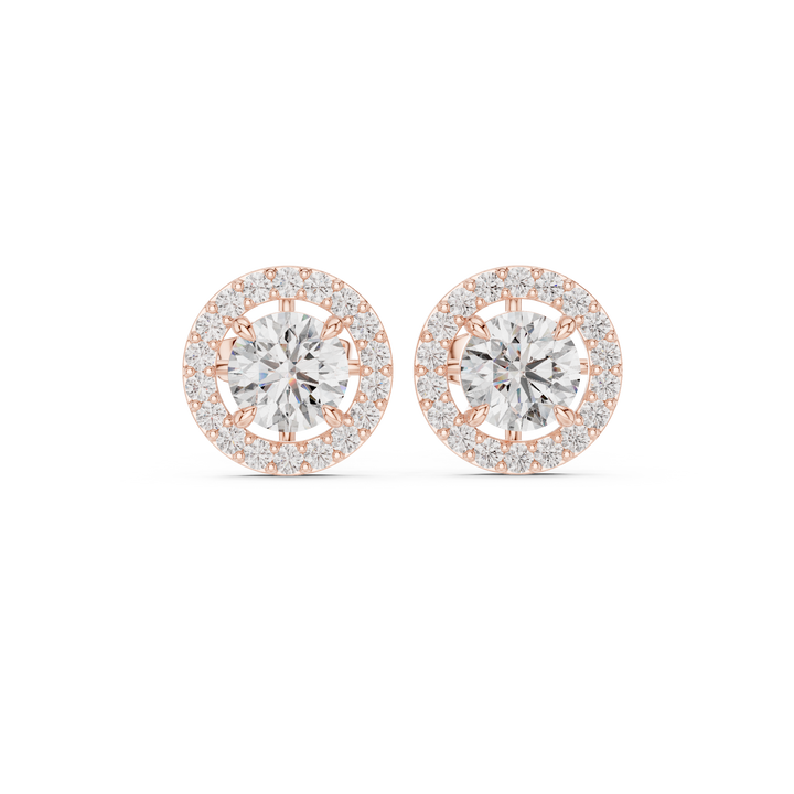 Classic round cut diamond halo stud earrings elegant design