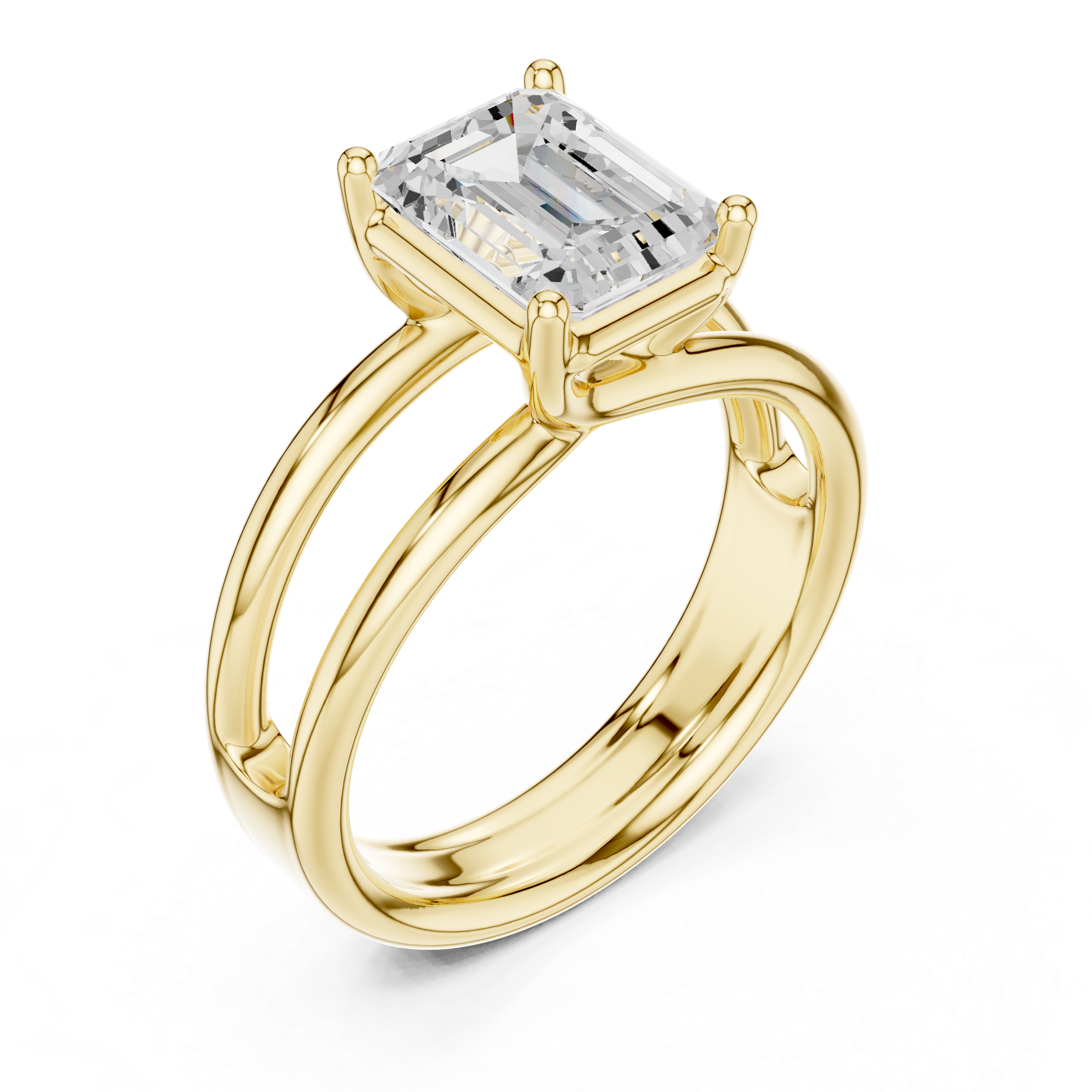Halo engagement ring with double diamond border.