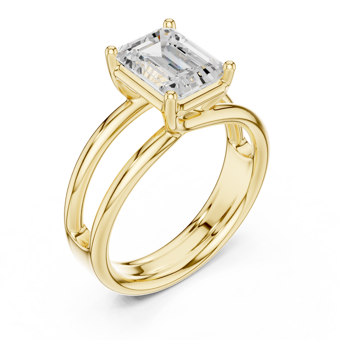 Halo engagement ring with double diamond border.