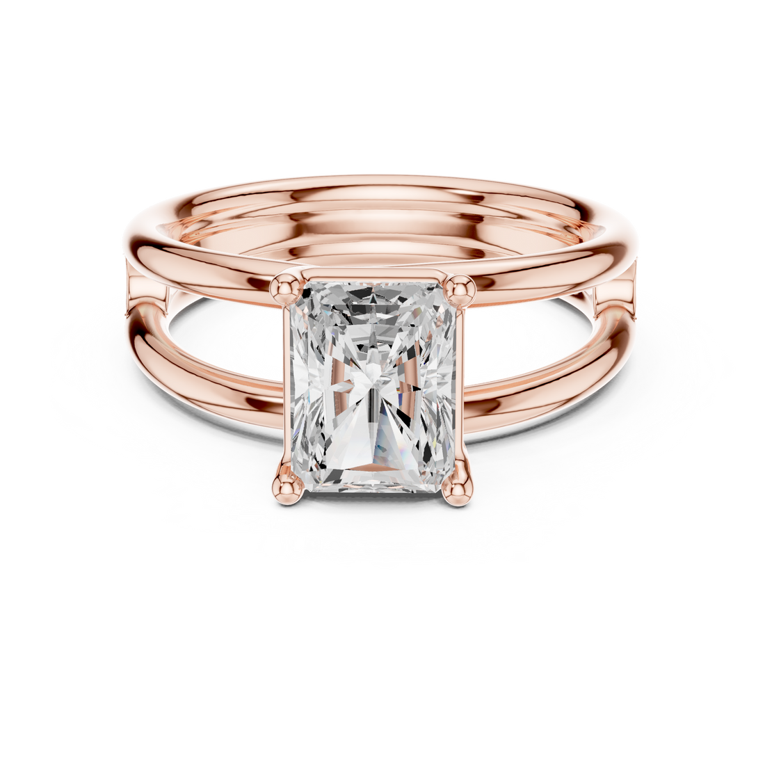 Diamond gemstone ring with sleek polished band.