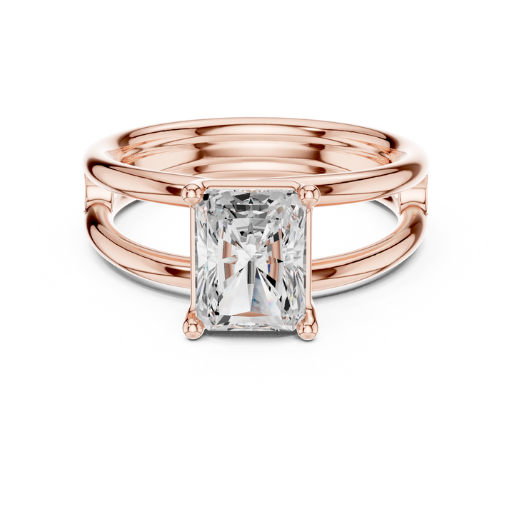 Diamond gemstone ring with sleek polished band.