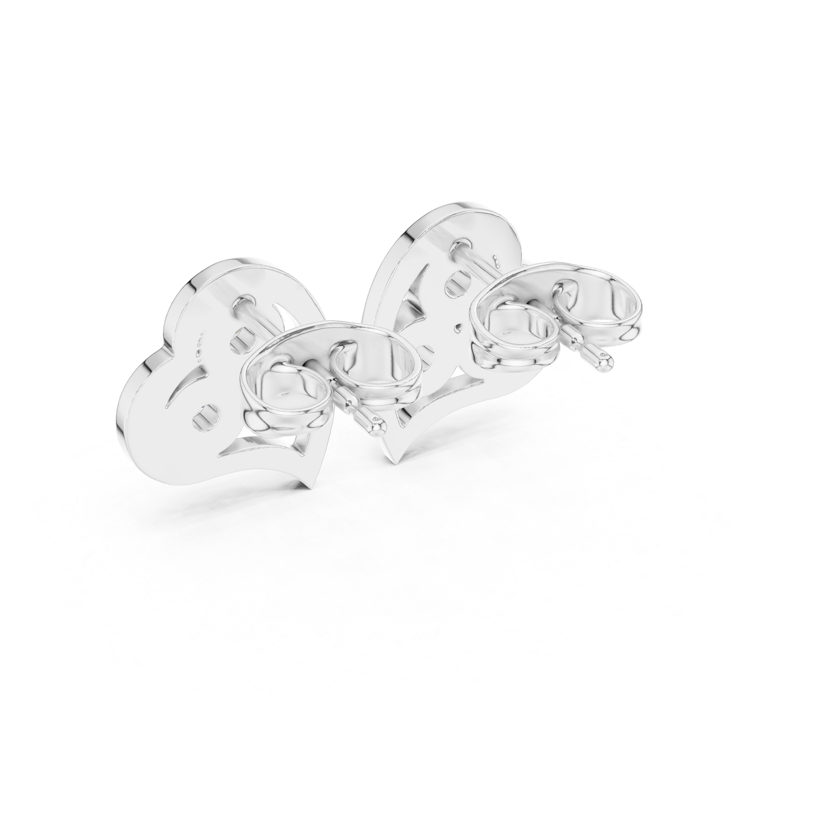 Round Cut Diamond Trio Heart Motif Stud Earrings in Classic Prong Setting