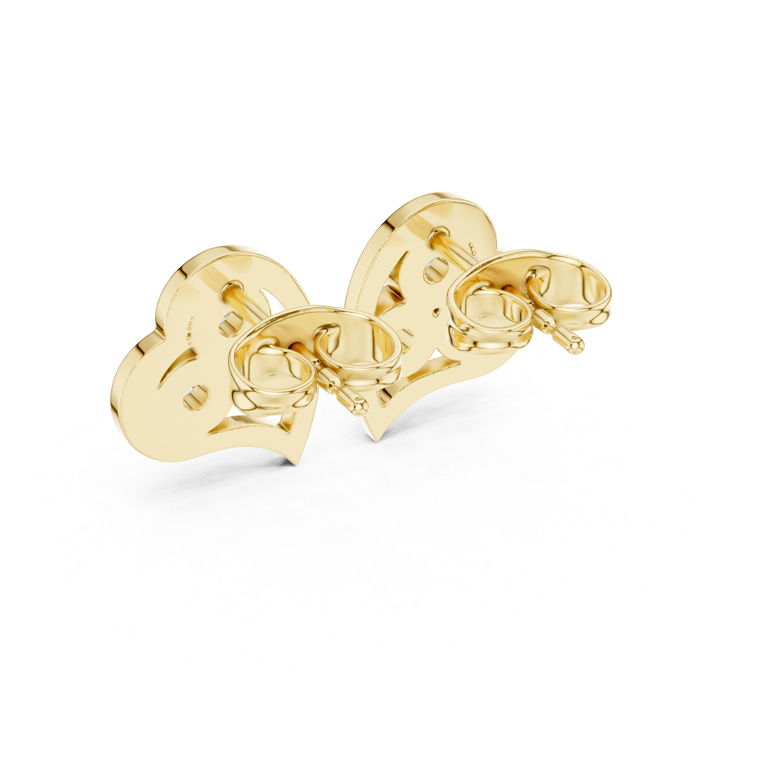 Round Cut Diamond Trio Heart Motif Stud Earrings in Classic Prong Setting