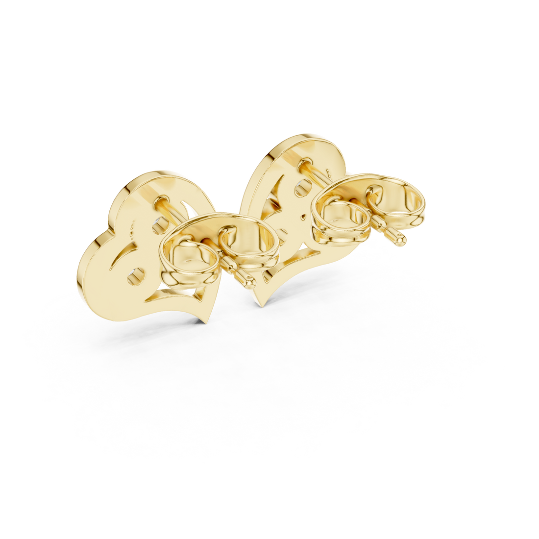 Round Cut Diamond Trio Heart Motif Stud Earrings in Classic Prong Setting