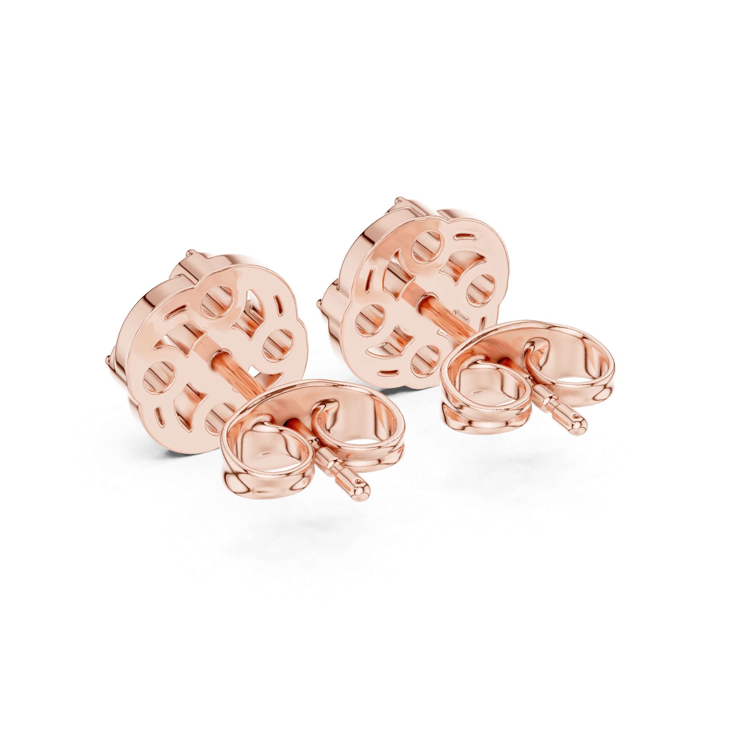 Round Cut Diamond Petite Swirled Cluster Stud Earrings with Collet Setting