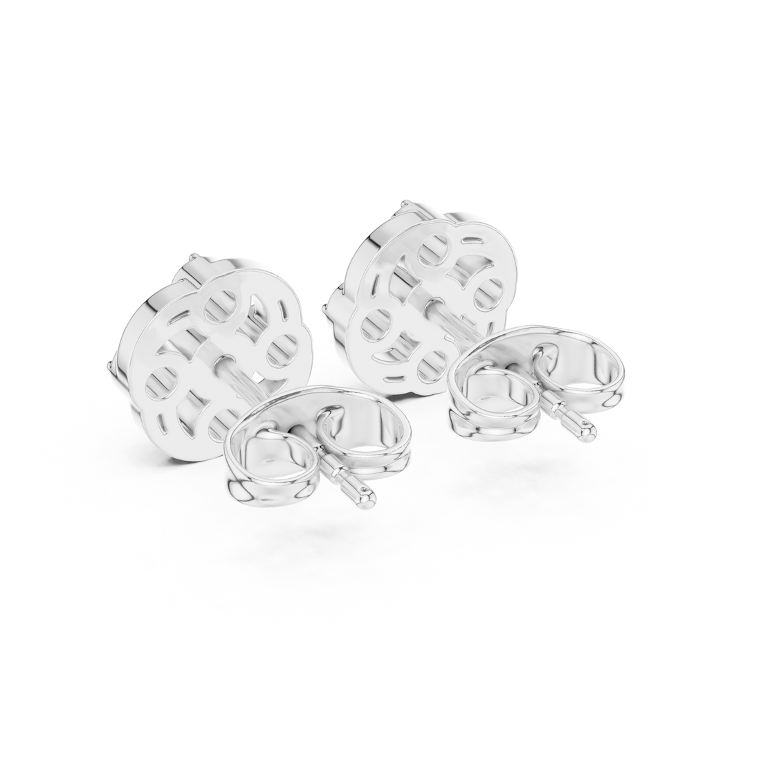 Round Cut Diamond Petite Swirled Cluster Stud Earrings with Collet Setting